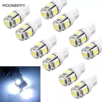 10 шт. освещение салона автомобиля T10 Wedge 5-SMD 5050 ксеноновые светодиодные лампы белые
