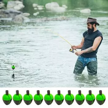 10 шт. овальный поплавок для рыбалки из ЭВА, высокая видимость, плавучесть, дальний заброс, поплавок, поплавок, аксессуары для ловли карпа в соленой воде и пресной воде L зелёный
