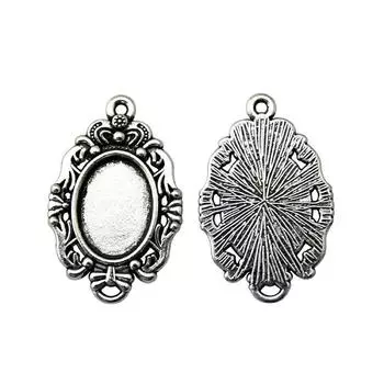 10 шт. овальный винтажный стиль камея кабошон кулон базовая установка ювелирные компоненты аксессуары античное серебро цвет цинковый сплав 10х14 мм