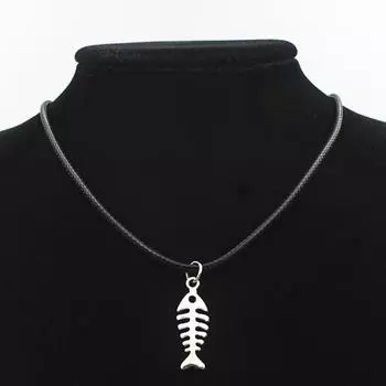 10 шт. ожерелье унисекс с подвеской в виде рыбьей кости, сплав, корейская восковая нить, повседневные украшения на день святого валентина, день рождения, годовщину, подарок, ожерелье для семьи 10pcs