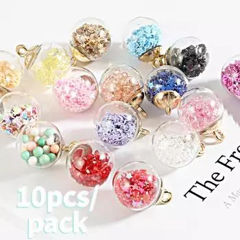 10 шт/(пак) Подвески со звездами и блестками, прозрачный стеклянный шар, 16 мм, подвески, ремесленные изделия, ювелирные изделия ручной работы, сделай сам, для серег, ожерелья 10pcs/1pack белый