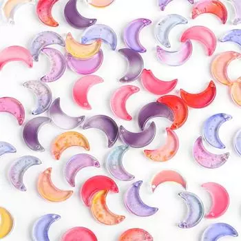 10 шт./пакет 16x11 мм в форме луны Радужные хрустальные стеклянные бусины Шарм для ожерелья, браслета, серьг DIY изготовления ювелирных изделий