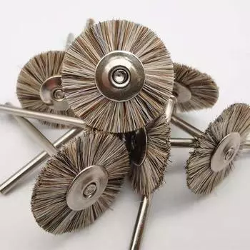 10 шт./пакет 2,35 мм щетка для полировки, колесо для стоматологической лаборатории, белая коза и конский волос, микс, роторные инструменты, низкая скорость, хвостовик HP