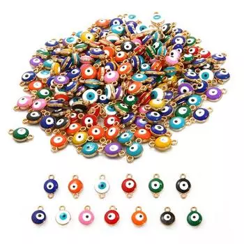 10 шт./пакет 6/8 мм милые эмалированные бусины от сглаза, подвеска из сплава для изготовления ювелирных изделий своими руками, ожерелья 6mm 10pcs