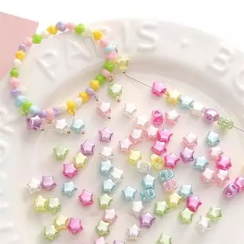 10 шт./пакет 9x8 мм акриловые бусины в форме пятиконечной звезды с четырьмя отверстиями для самостоятельного изготовления браслета, ожерелья, серег, ювелирных изделий, аксессуаров 9x8mm 10pcs/bag