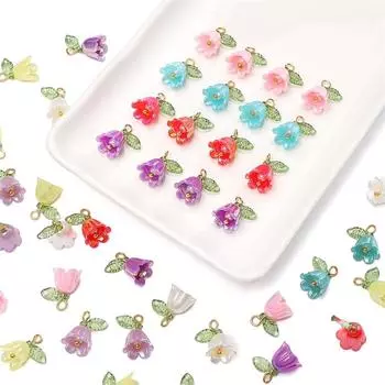 10 шт./пакет акриловый цвет кулон «Ландыш» DIY браслет ожерелье серьги ювелирные аксессуары 11x14mm 10pcs/bag