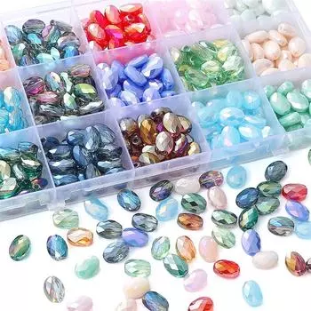 10 шт./пакет, цветные однотонные и прозрачные хрустальные бусины красивого кроя, браслет «сделай сам», ожерелье, серьги, ювелирные аксессуары 8x11mm 10pcs/bag