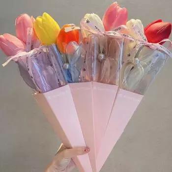 10 шт./пакет Конус Подарочная Коробка Свадебное Украшение Окно Букет Коробка Оберточная Бумага Букет Коробка Окна Демонстрационная Коробка Элегантная 42x6 см 10pcs