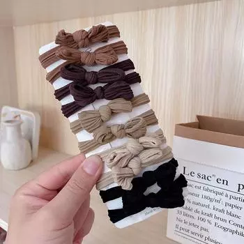 10 шт./пакет корейские женские банты эластичные резинки для волос сплошные бесшовные резинки для девочек аксессуары для волос конский хвост резинка для волос веревка Size fits all