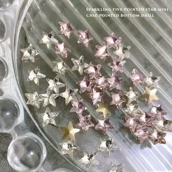 10 шт./пакет мини-кристалл для ногтей, не падающий трехмерный блестящий искусственный блеск, сделай сам, белый, розовый, заостренная основа для ногтей розовый