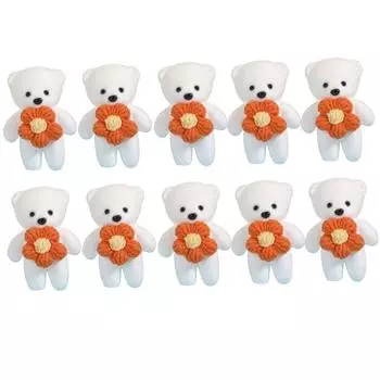 10 шт./пакет Пенопластовый медведь Мини-медведь Букет цветов Плюшевая кукла Мультяшный букет Кукла Подарки на выпускной оранжевый
