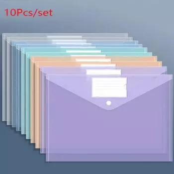 10 шт./пакет с кнопками, сумка для документов, прозрачные карманы для хранения, прочная сумка для архивов D