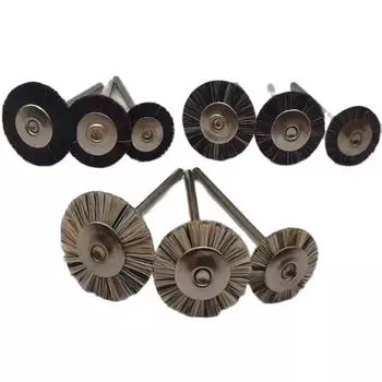 10 шт./пакет, щетка для полировки, колесо 2,35 мм, стоматологическая лаборатория, лабораторная козья черная конская шерсть, микс, вращающиеся инструменты, низкая скорость, HP хвостовик, бафф grey 14mm