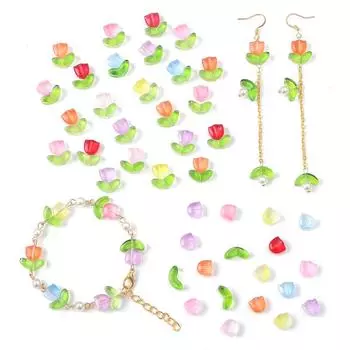 10 шт./пакет, стеклянные бусины ручной работы, цветок тюльпана, подвеска для серег, браслетов, ожерелье, сделай сам, ювелирные изделия, аксессуары для рукоделия оранжевый