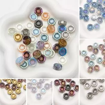 10 шт./пакет, стеклянные прозрачные ледяные бусины Авроры, волшебные плоские овальные/гавайские цветочные бусины, браслет «сделай сам», ожерелье, серьги, ювелирные аксессуары 14x11mm 10pcs/bag