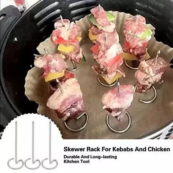 10 шт. палочки для барбекю, вертикальный шампур, гриль, равномерно приготовленные с подставкой, палочка из нержавеющей стали для гриля, стейк, курица, рыба 10 pcs