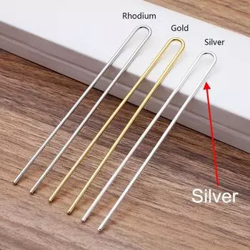 10 шт. Палочки для волос DIY 110x2 мм, цвет сырой латуни, золотой цвет, шпильки для волос U-образной формы, заготовка для основы для изготовления женских украшений для волос
