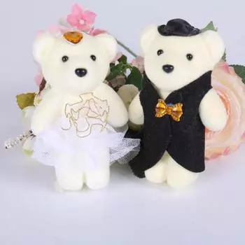 10 шт. Пара медведей, плюшевые игрушки из пенопласта, мультяшный медведь, букет, кукла, подарки на выпускной белый
