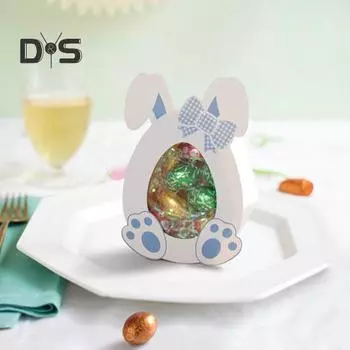 10 шт. пасхальных коробок для сладостей, коробки для закусок в форме яиц с ушками кролика, бумажные коробки для подарков на вечеринку, шоколадные печенья, конфеты, вкусности 10pcs розовый