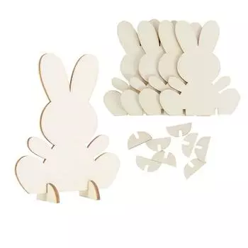 10 шт. пасхальный деревянный кролик декор DIY деревянный орнамент ремесла детская игрушка подарок счастливой пасхальной вечеринки событие домашнее украшение рабочего стола S 10pcs светло-желтого