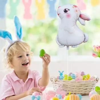 10 шт. пасхальный воздушный шар, металлический глянцевый алюминиевый фильм, воздушный шар из фольги с изображением кролика, праздничное украшение для вечеринки, домашний декор синий