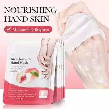 10 шт. Персиковая маска для рук для больших размеров кожи Отшелушивающая маска для рук для сухих и потрескавшихся рук, Отшелушивающая маска для рук для мягких рук 1 мл One Size
