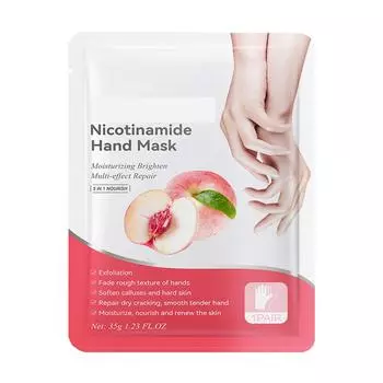10 шт. Персиковая маска для рук для больших размеров кожи Отшелушивающая маска для рук для сухих и потрескавшихся рук Отшелушивающая маска для рук для мягких рук 1 мл One Size