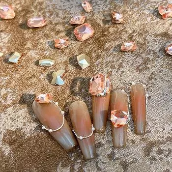 10 шт персикового цвета Diy остроконечный 3D алмазный камень украшения блестки маникюр ювелирные изделия аксессуары A4