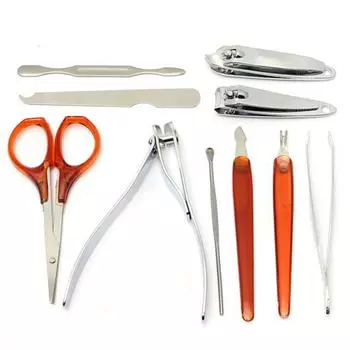 10 шт., пилочка для стрижки ногтей из нержавеющей стали, ножницы, инструменты для маникюра и педикюра