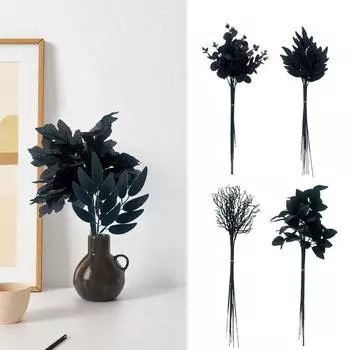 10 шт. пластиковая ветка дерева цветочная композиция стебли эвкалипта украшение дома черное искусственное растение