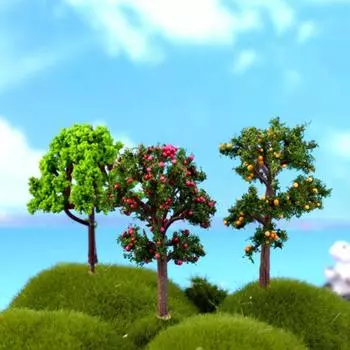 10 шт. Пластиковое имитационное дерево, маленькое миниатюрное цветочное дерево, микроландшафтное украшение, дерево для вечеринки Style 1