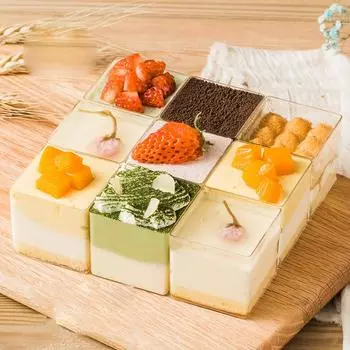 10 шт. Пластиковые чашки для мусса, квадратные, прозрачные, десертные, желе, йогуртовые, торты для вечеринки, дня рождения, свадьбы, принадлежностей 10pcs