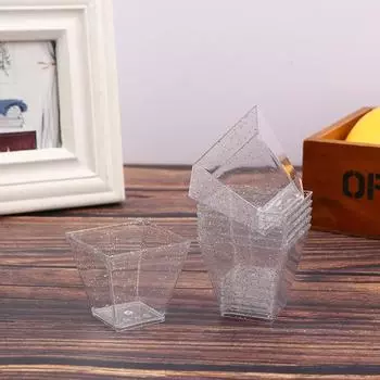 10 шт. Пластиковые десертные стаканчики квадратные трапециевидные одноразовые пищевые десертные стаканчики для торта 2.8*4.5*5cm