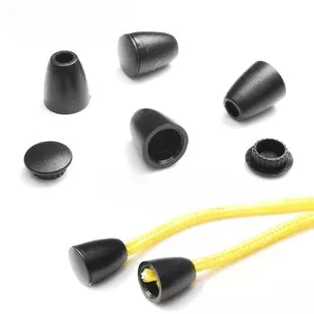 10 шт. Пластиковые концы шнура, заглушки-колокола с крышкой, зажимы-переключатели для одежды, паракорда, шнурков для спортивной одежды, аксессуары с отверстием 3 мм 10pcs чёрный