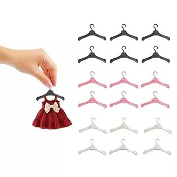 10 шт. Пластиковые миниатюрные вешалки для кукольных кукол для хранения одежды в кукольном доме, аксессуары для кукольной одежды чёрный