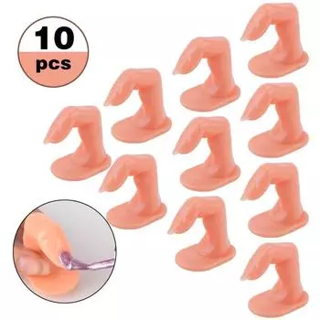 10 шт. Пластиковые накладные пальцы для профессионального нейл-арта, модель для обучения, накладные кончики, гель-маникюр, дисплей, регулируемые инструменты для самостоятельного изготовления 10PCS