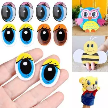 10 шт. Пластиковые разноцветные овальные мультяшные глаза, реалистичные плюшевые глаза панды, проекты для поделок style 4