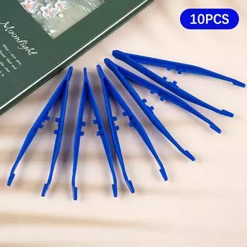 10 шт. пластиковые синие пинцеты, медицинские бусины, одноразовые пинцеты, инструменты, щипцы