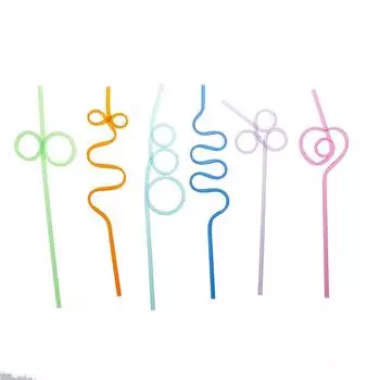 10 шт. Пластиковые соломинки для питья, разноцветные, сумасшедшие, фигурные, молочные, чайные соломинки 10pcs