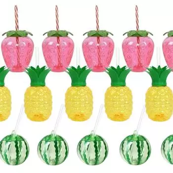 10 шт., пластиковые стаканчики для фруктов, ананас, гавайская вечеринка, бутылка для воды, стаканчик в форме клубники, стаканчики для сока, свадебный летний пляжный тропический декор