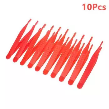 10 шт. Пластиковые стоматологические пинцеты-зажимы для медицинского ремонта, небольшие одноразовые пинцеты, инструменты, стоматологические материалы красный
