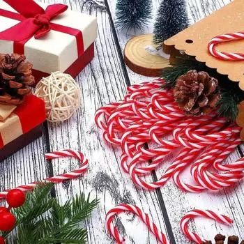 10 шт. Пластиковые украшения в виде леденцов, подвесные украшения для рождественской елки, витые костыли для рождественских поделок, подарков для вечеринок в помещении и на открытом воздухе(Красное и белое, 150 шт.) красный