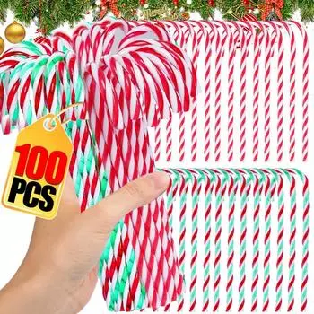 10 шт. Пластиковые украшения в виде леденцов, подвесные украшения для рождественской елки, витые костыли для рождественских поделок, подарков для вечеринок в помещении и на открытом воздухе(Красное и белое, 150 шт.) красный