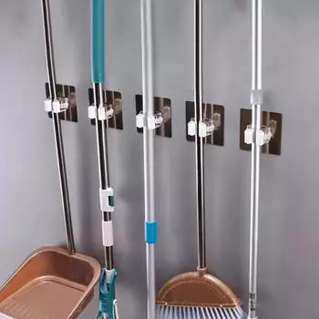 10 шт. пластиковый держатель для швабры и метлы с прочным клеем, не оставляющий следов, нескользящий опорный крючок, настенный вешалка для хранения швабры для ванной комнаты и кухни A