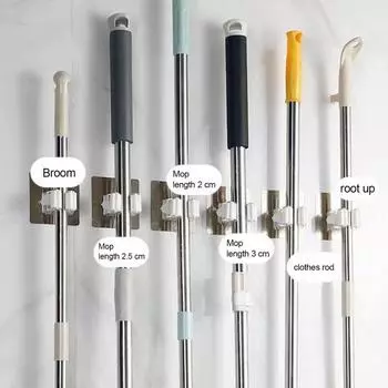 10 шт. пластиковый держатель для швабры и метлы с прочным клеем, не оставляющий следов, нескользящий опорный крючок, настенный вешалка для хранения швабры для ванной комнаты и кухни A