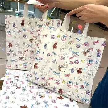 10 шт. Пластиковый пакет с котенком, симпатичная упаковочная сумка, подарочная сумка с изображением мультфильма, креативная сумка для покупок с котом, сумка для магазина одежды 25x30 см 25x30x8cm