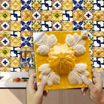 10 шт., плоская деревенская ретро-плитка, настенная наклейка, кухонный фартук, шкаф, ванная комната, стекло, водонепроницаемые самоклеящиеся художественные обои 10cmX10cmX10pcs