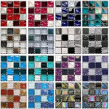 10 шт. плоская мозаичная плитка, наклейка для кухни, ванной комнаты, водонепроницаемая и; Маслостойкая художественная наклейка на стену Peel &; Глянцевая пленка с поверхностью палки 10cmX10cmX10pcs