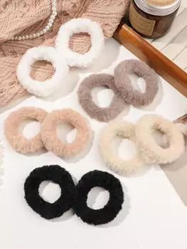 10 шт. Плюшевые эластичные мягкие резинки для волос теплых цветов, нежные скранчи для женщин, резинки для волос без повреждений, аксессуары