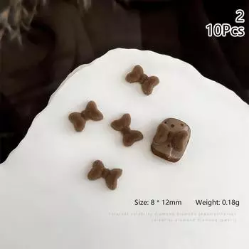 10 шт. плюшевых медведей для ногтей, украшения, милый плюшевый бант, кролик, молочный кофе, подвески для дизайна ногтей, маникюрные аксессуары